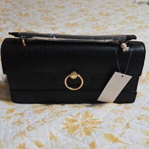 Jessica Simpson Black Clutch with Gold Accent